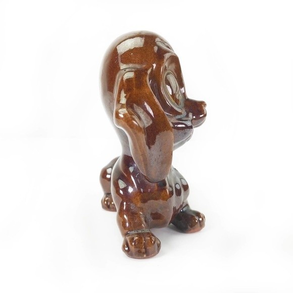 Vintage Redware Dog Figurine JAPAN MCM Mid Century 70's Dachshund Wienerdog - Picture 6 of 9
